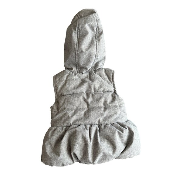 Nicole Miller New York Girls Hooded Puffer Vest 2T Faux Fur Lined Gray With Gold - Picture 5 of 6